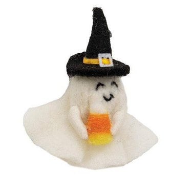 Felted Halloween Candy Corn Ghost Ornament - The Fox Decor